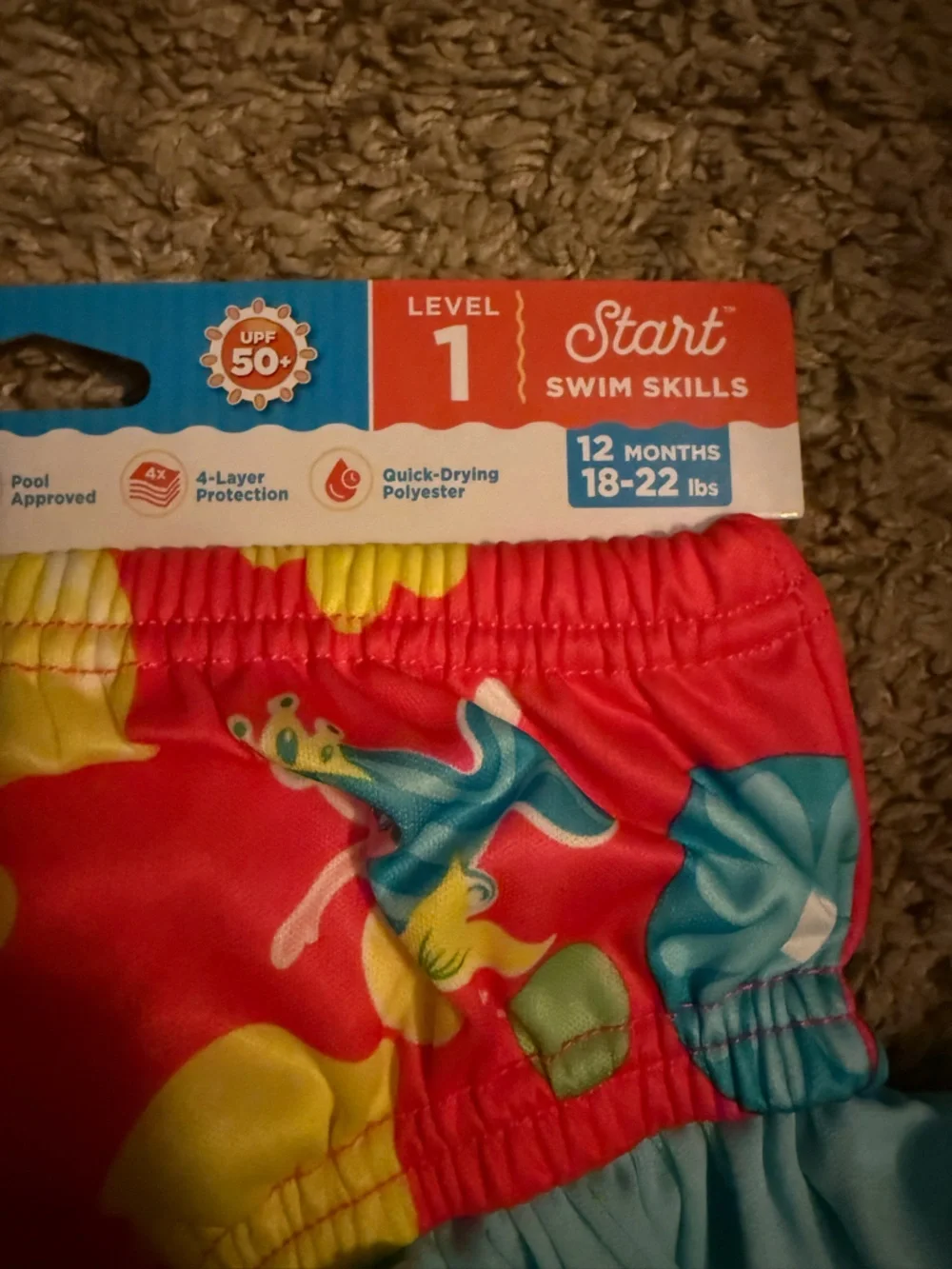 Aqua Pink Swim Diaper with Light Blue Ruffle Trim